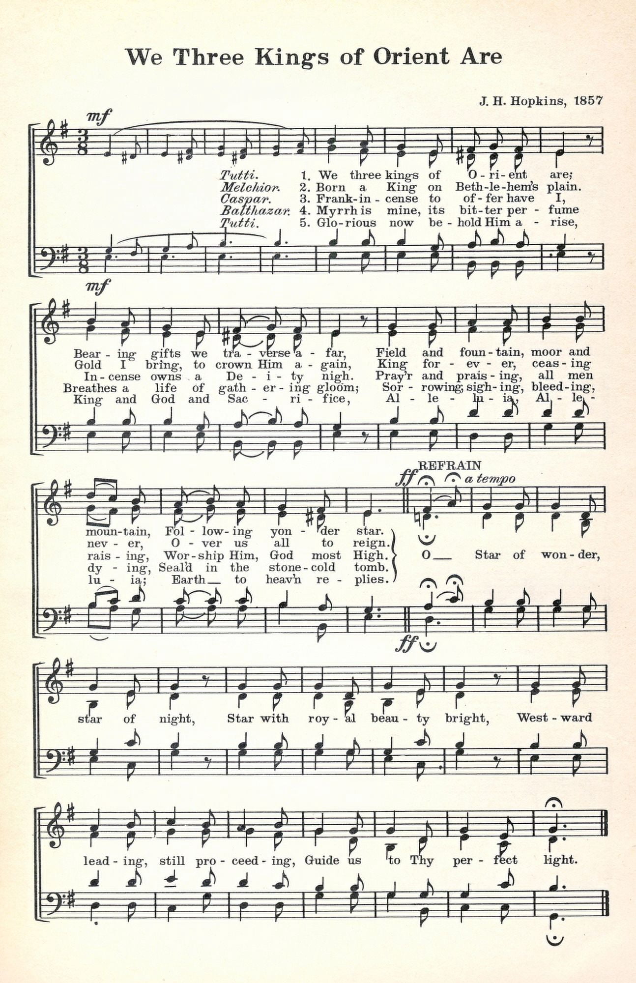 We Three Kings of Orient Are Hopkins Rev John Henry Nols Christmas Carols 1932 Canvas Art - (18 x 24)