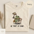 thumbnail image 1 of We Thrift At Dawn Shirt, Funny Frog Meme Thrifting Tee, Thrift Lover TShirt, Vintage Collector Gift, 1 of 4