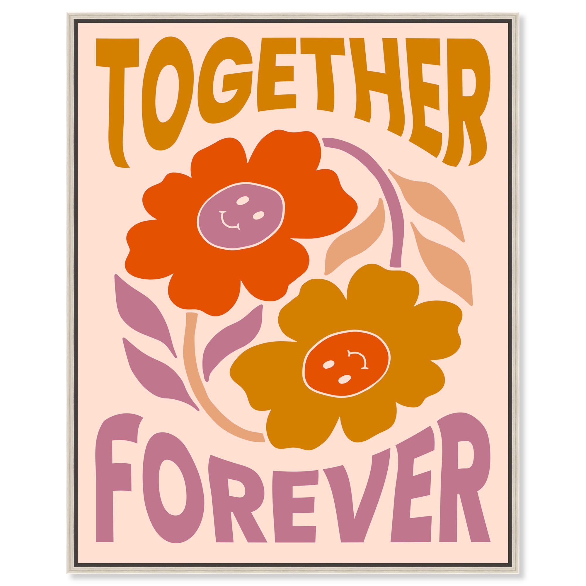 We Together Canvas Trendy Retro Posters by Art Remedy, Silver Frame, 24 ...
