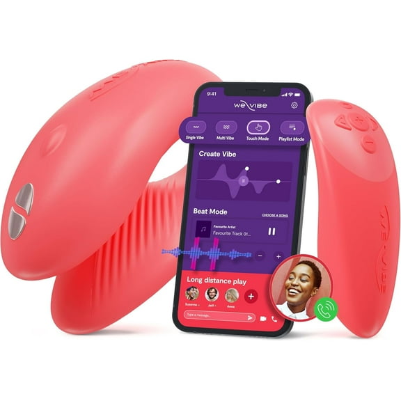 We-Vibe Chorus Couples Vibrator, Remote & App Controlled Wearable, Coral