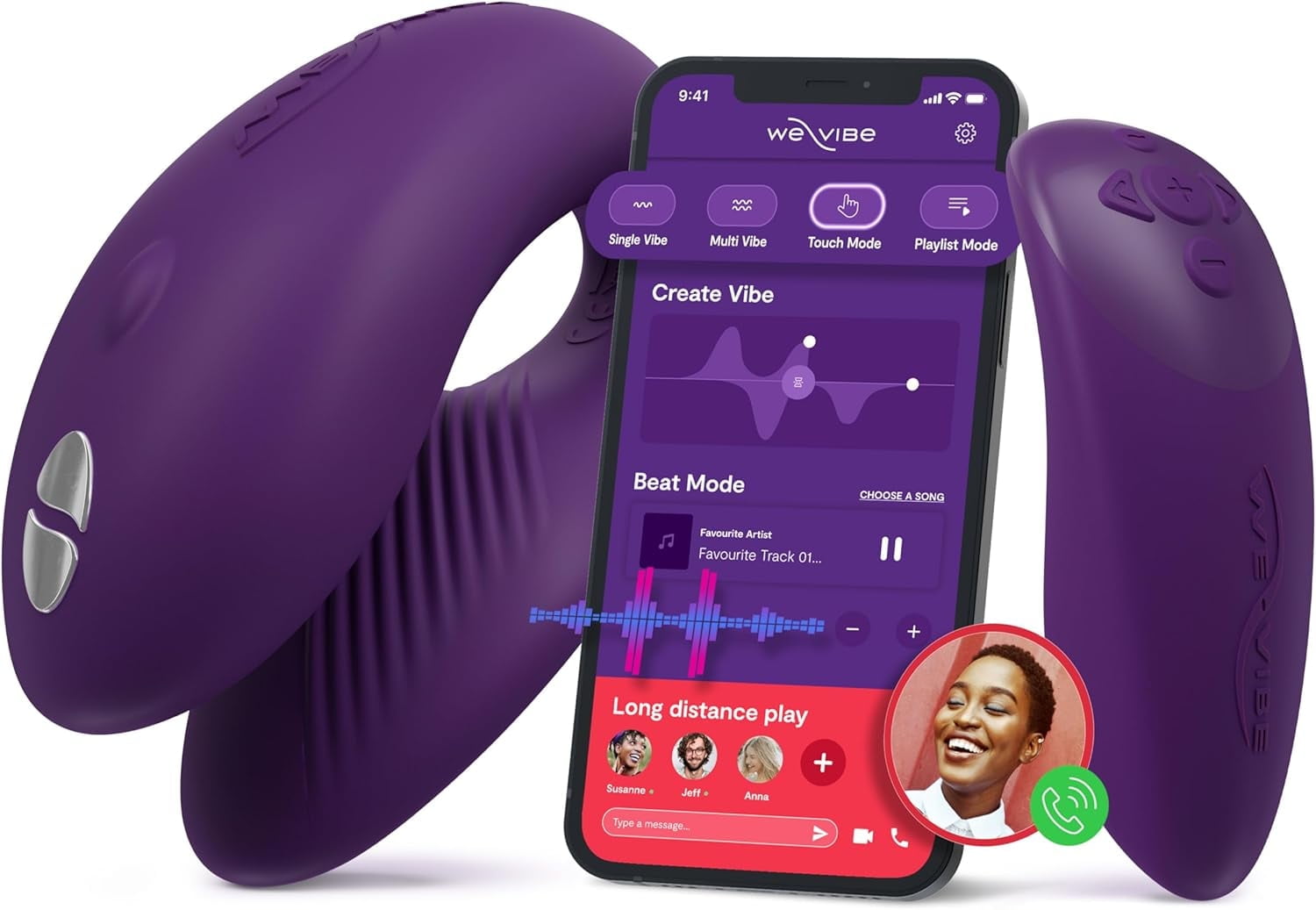 We-Vibe Chorus Couples Vibrator, Remote & App Controlled Wearable, Purple -  Walmart.com