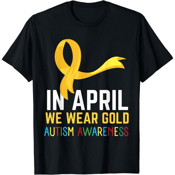 We Wear Gold For Autism Awareness Month Autistic Ribbon Summer Casual ...