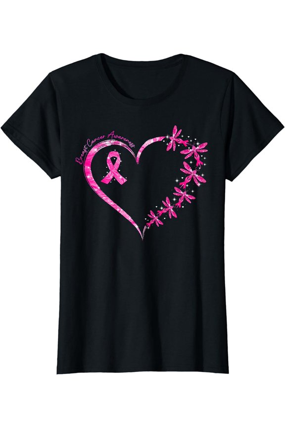 We Wear Pink Breast Cancer Awareness Dragonfly T-Shirt