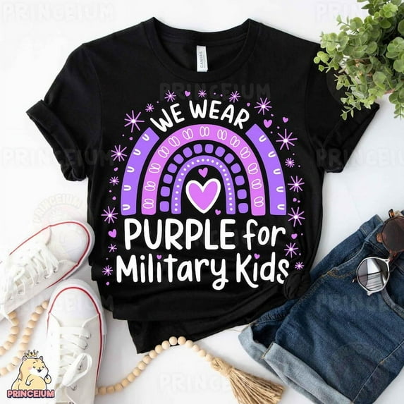 We Wear Purple for Military Kids T-Shirt, Military Kids Shirt, Purple Support Shirt, Military Family Shirt