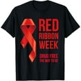 thumbnail image 1 of We Wear Red Red Ribbon Week Awareness October Drug Free T-ShirtMen and women, Black T-shirt, size: Extra large S-4XL, 1 of 4