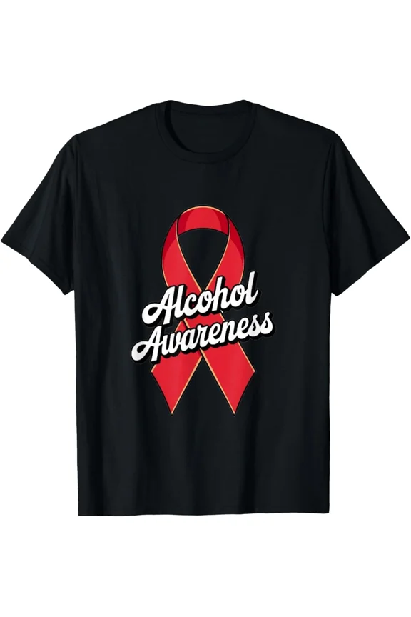 We Wear Red Ribbon For Alcohol Awareness In April Unisex T-Shirt, for men & women, up to size 5XL