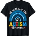 thumbnail image 1 of We Wear The Blue For Autism Awareness Month Colorful Rainbow T-Shirt, 1 of 4