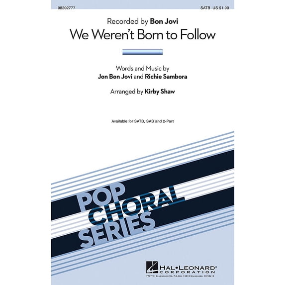 We Weren't Born to Follow ShowTrax CD Pop Choral Series