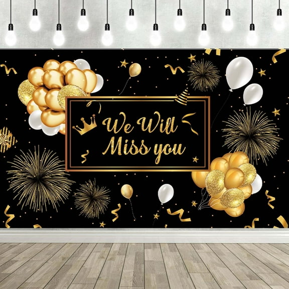 We Will Miss You Banner Backdrop - Retirement, Good Luck, Going Away Party - Perfect for Coworker's Farewell, Moving, or Job Leaving Celebration