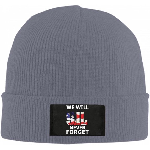 We Will Never Forget 911 Beanie Hat for Women Men Winter Hat Cuffed Winter Beanie Warm Skull Cap Plain Knit Hat Cap