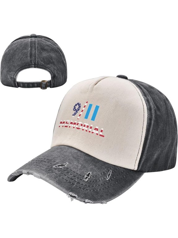 We Will Never Forget 911 Memorial Baseball Cap Adult Adjustable Casual Duck Tongue Hat Golf Caps Trucker Hats Black and White