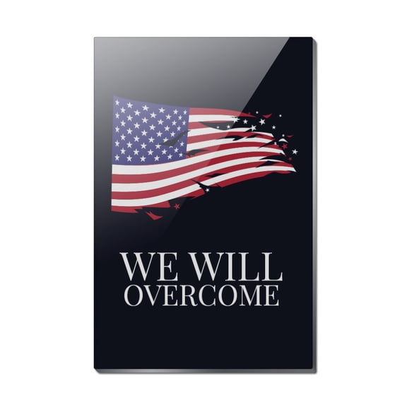 We Will Overcome Flag Stars USA America Rectangle Acrylic Fridge Refrigerator Magnet