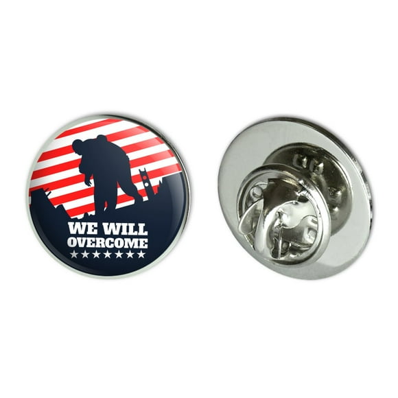 We Will Overcome USA Soldiers First Responders Police Firefighter America Metal 0.75" Lapel Hat Pin Tie Tack Pinback