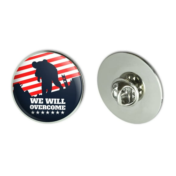 We Will Overcome USA Soldiers First Responders Police Firefighter America Metal 1.1" Tie Tack Hat Lapel Pin Pinback