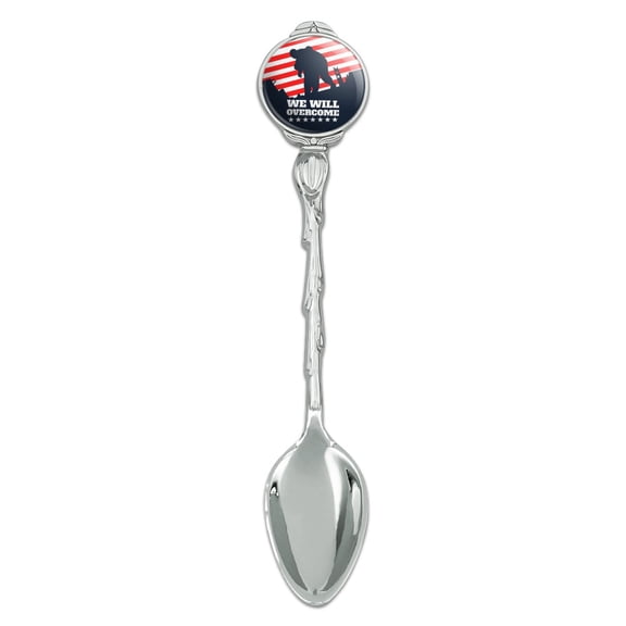We Will Overcome USA Soldiers First Responders Police Firefighter America Novelty Collectible Demitasse Tea Coffee Spoon