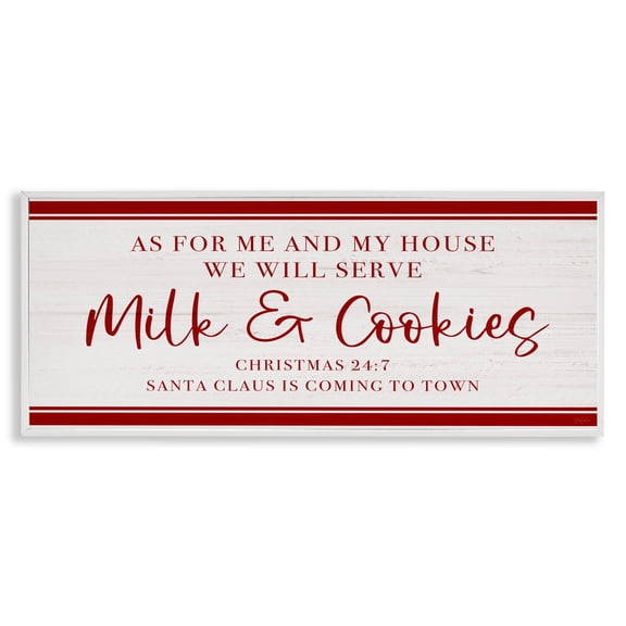 Stupell Industries We Will Serve Milk & Cookies White Framed Giclee Art, design by Natalie Carpentieri, 13 x 30