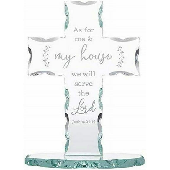 We Will Serve The Lord Standing Glass Cross