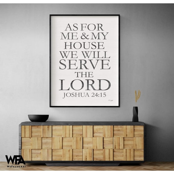 We Will Serve the Lord, Framed Joshua Poster Print, Extra Large Bible Joshua 24:15 Print, Biblical House Decor, Minimalist God Art