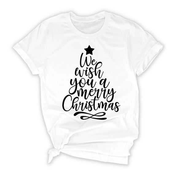 We Wish You A Merry Christmas T-Shirt, Christmas Tree Shirt for Women & Men, Cute Vacation Gift - White