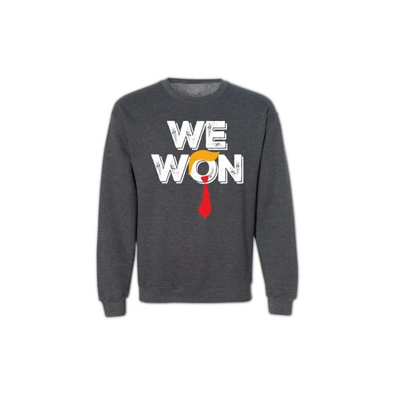 "We Won" Graphic Unisex Sweatshirt for Women & Men - Funny USA-Made Crewneck, Adult Casual Pullover - Sand
