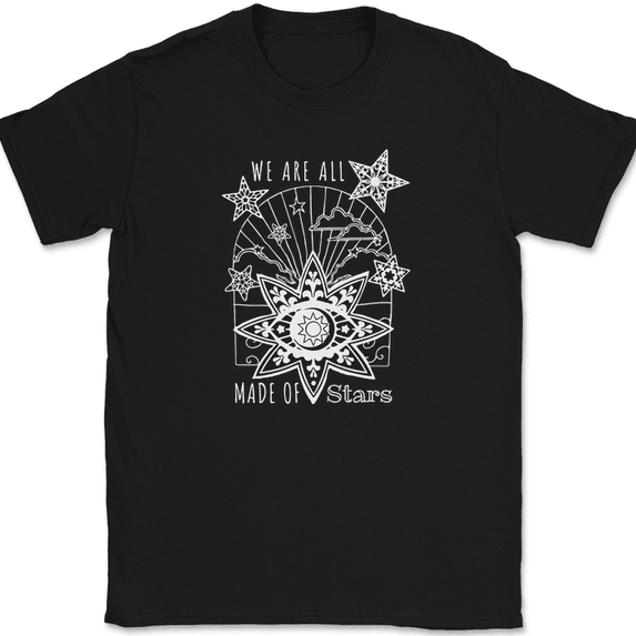 We are All Made of Stars T-Shirt Trippy Astronomy Astrology Gift Tee - Black, S