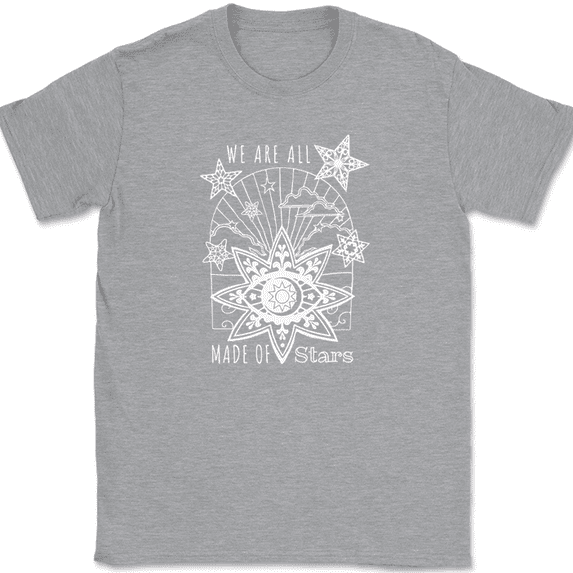We are All Made of Stars T-Shirt Trippy Astronomy Astrology Gift Tee - Heather Grey, 4XL