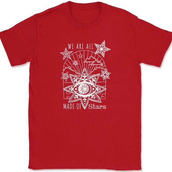 We are All Made of Stars T-Shirt Trippy Astronomy Astrology Gift Tee - Red, L