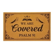 SAIONJI We Are Covered Psalm 91 Christian Brown Faux Coir Indoor Doormats, 30" x 18", Machine Washable