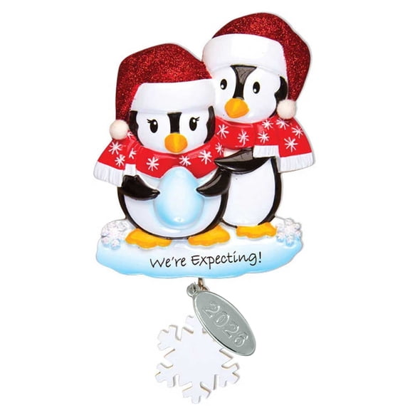 We are Expecting Ornament - Pregnancy Ornament- We're Expecting Penguins- Parents to Be - Easy to Personalize at home, comes in gift box