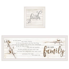 Trendy Decor4U "We are Family" 2-Piece Vignette by Marla Rae, White Frame