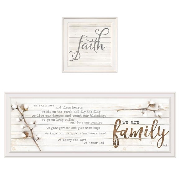Trendy Decor4U "We are Family" 2-Piece Vignette by Marla Rae, White Frame