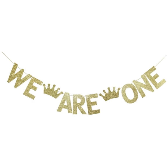 We are One Banner for Baby Twins' First Birthday Party Sign Decorations, Twins' 1st Birthday Party Supplies