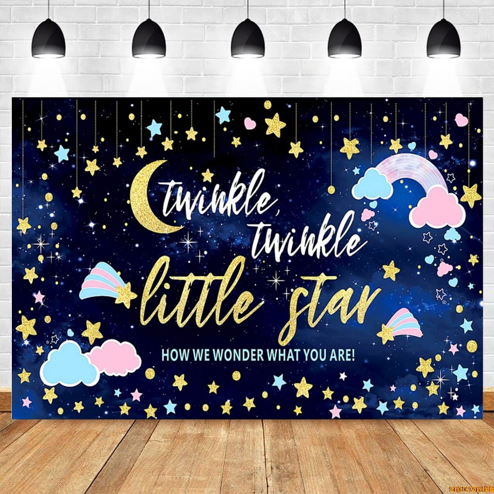 We are Over The Moon Baby Shower Backdrop Twinkle Clouds Birthday Party ...