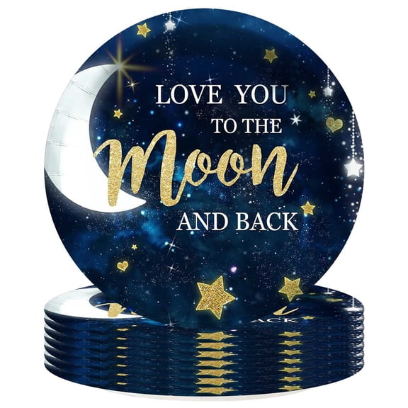 We are Over The Moon Baby Shower Plates Party Supplies Birthday Decorations Tableware Disposable Dinnerware 8pcs