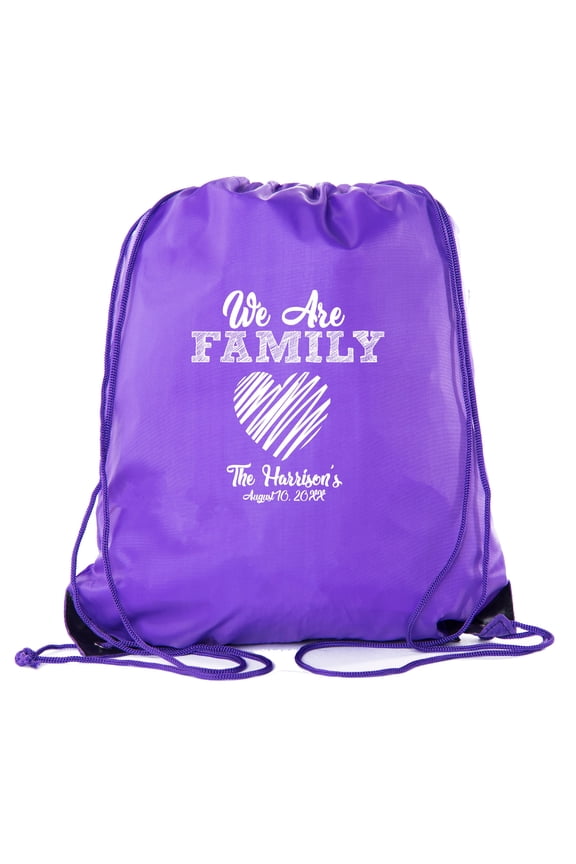 We are family messy heart with custom name -Family Reunion Party Favor Bags