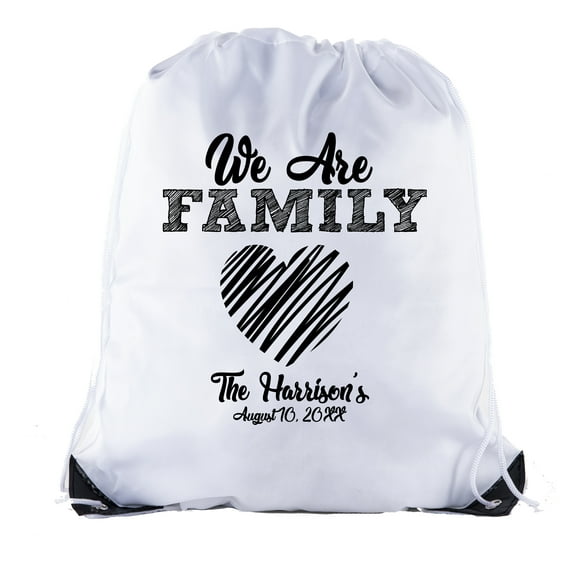 We are family messy heart with custom name -Family Reunion Party Favor Bags