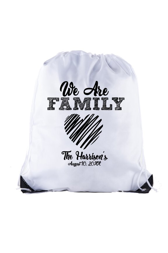 We are family messy heart with custom name -Family Reunion Party Favor Bags