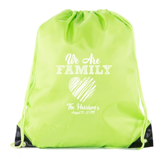 We are family messy heart with custom name -Family Reunion Party Favor Bags