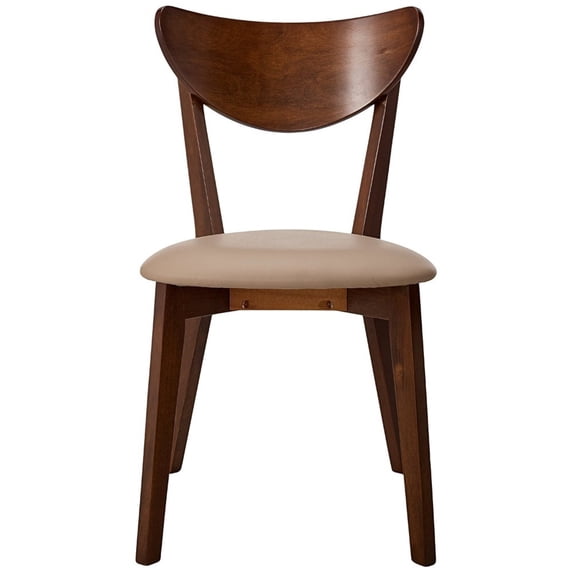Benjara 18" Contemporary Wood and Fabric Dining Side Chairs in Brown (Set of 2)