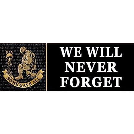 Eagle Emblems BM0020 Sticker - Kia & World War, Never Forget - 3.5 x 10 in.