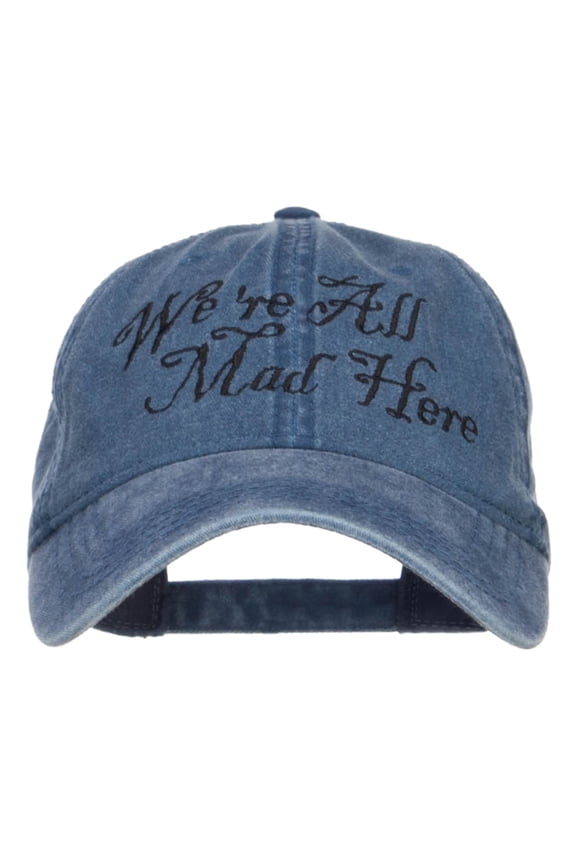 We're All Mad Here Embroidered Washed Cap - Navy OSFM