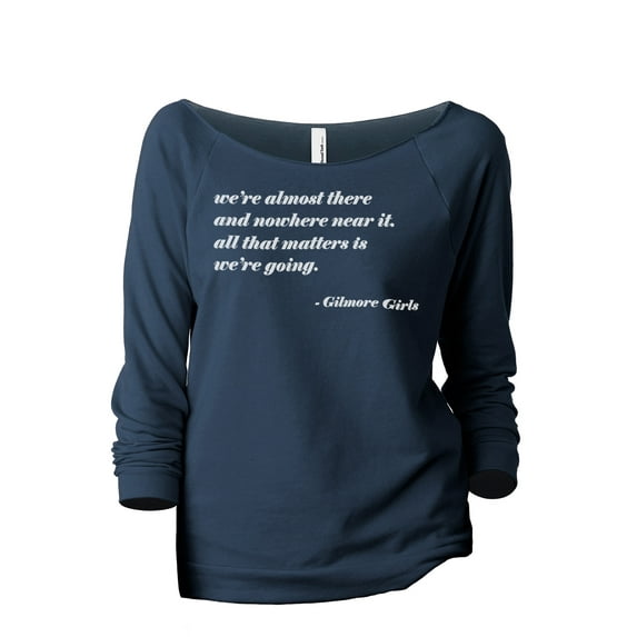 We're Almost There Women's Fashion Slouchy 3/4 Sleeves Raglan Lightweight Sweatshirt Navy 2X-Large