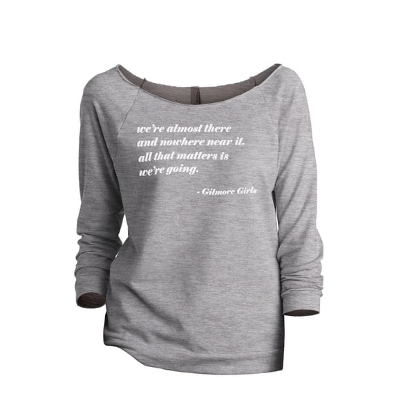 We're Almost There Women's Fashion Slouchy 3/4 Sleeves Raglan Lightweight Sweatshirt Sport Grey X-Large