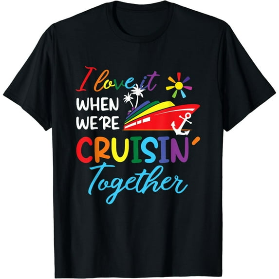We're Cruisin Together Cruise Couple Valentines 2024 LGBT T-Shirt