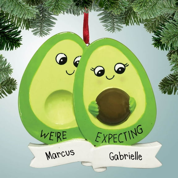 We're Expecting Avocado Couple - Pregnant - 1st Baby - Growing Family - Mother - Mom - Personalized Christmas Ornament - Great Gift Ideas