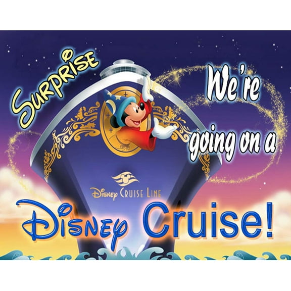 We're Going To Mickey World We're Going On a Minnie Cruise Announcement card with Gold Gift Tin
