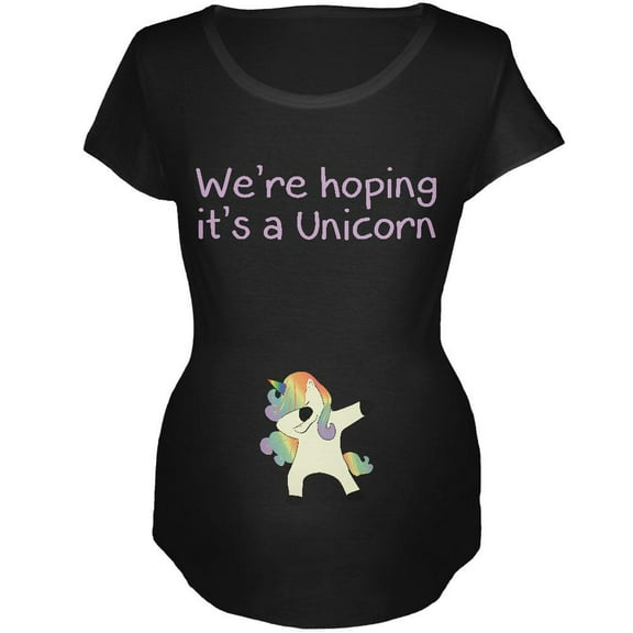 We're Hoping It's A Dabbing Unicorn Maternity Soft T Shirt Black MD
