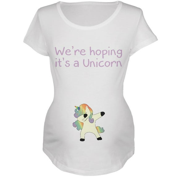 We're Hoping It's A Dabbing Unicorn Maternity Soft T Shirt White LG
