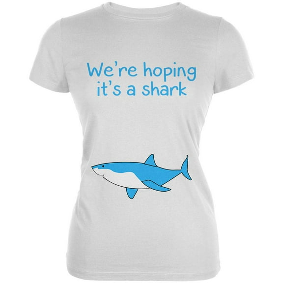 We're Hoping It's A Shark Juniors Soft T Shirt White LG