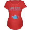 thumbnail image 1 of We're Hoping It's a Dinosaur Boy Maternity Soft T Shirt Red 2XL, 1 of 1